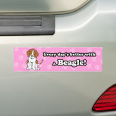 Cute Cartoon Dog Beagle Bumpersticker (Op auto)