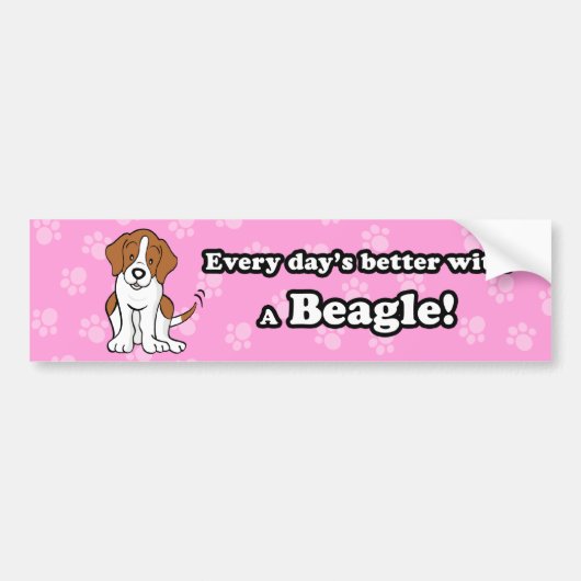 Cute Cartoon Dog Beagle Bumpersticker (Voorkant)