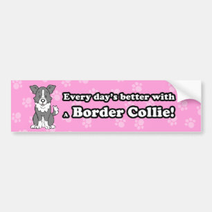 Cute Cartoon Dog Border Collie Bumpersticker