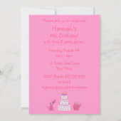 Cute Cartoon Dog, Cat & Birthday Cake Pink Party Kaart (Achterkant)