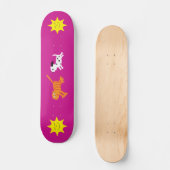 Cute Cartoon Dog Chasing Cat Pink Skateboard (Voorkant)