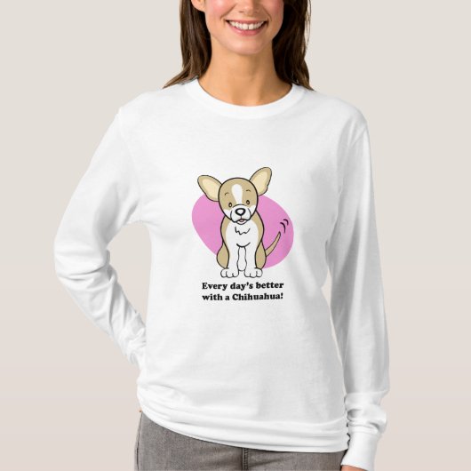 Cute Cartoon Dog Chihuahua Long Hoeve T-shirt (Voorkant)