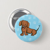 Cute Cartoon Dog Dachshund Button (Voorkant /achterkant)