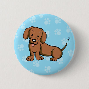Cute Cartoon Dog Dachshund Button