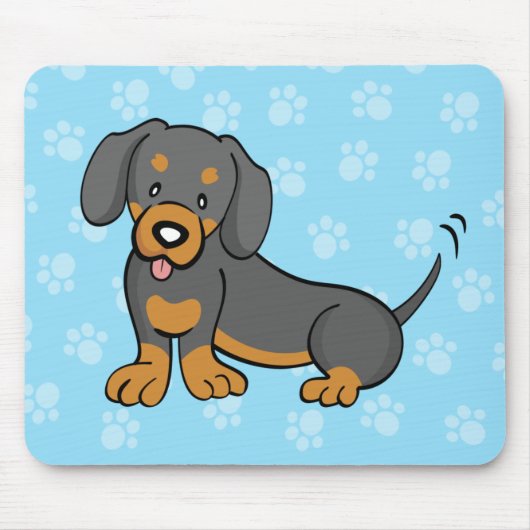 Cute Cartoon Dog Dachshund Mousepad Muismat (Voorkant)