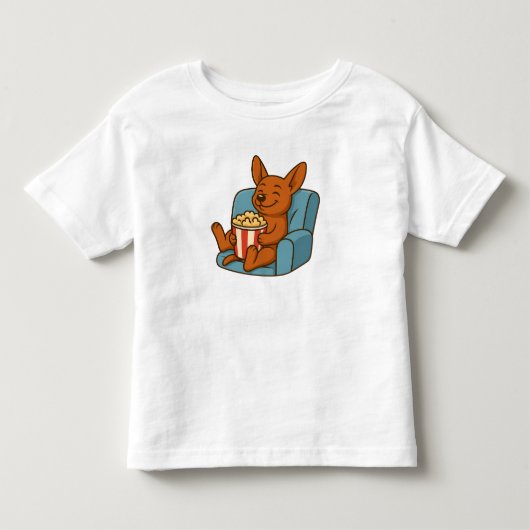 Cute Cartoon Dog Eating Popcorn Kids' T-Shirt (Voorkant)