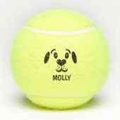 Cute Cartoon Dog Face Aangepaste naam op maat Tennisballen (Achterkant)