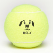 Cute Cartoon Dog Face Aangepaste naam op maat Tennisballen (Voorkant)
