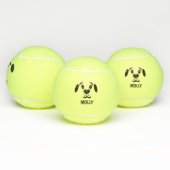 Cute Cartoon Dog Face Aangepaste naam op maat Tennisballen (Multi)