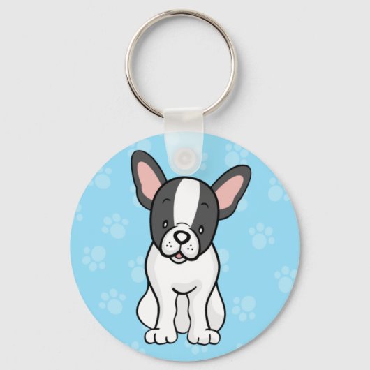 Cute Cartoon Dog French Bulldog Sleutelhanger (Voorkant)