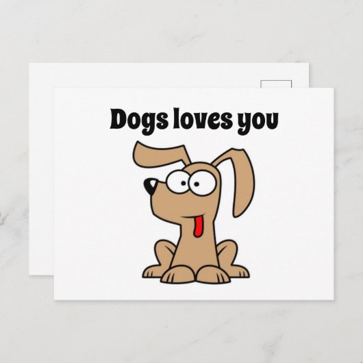 Cute Cartoon Dog houdt van je Briefkaart (Voorkant / Achterkant)