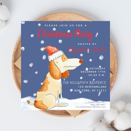 Cute Cartoon Dog - Kerstfeest Kaart