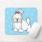 Cute Cartoon Dog Maltese Mousepad Muismat (Met muis)