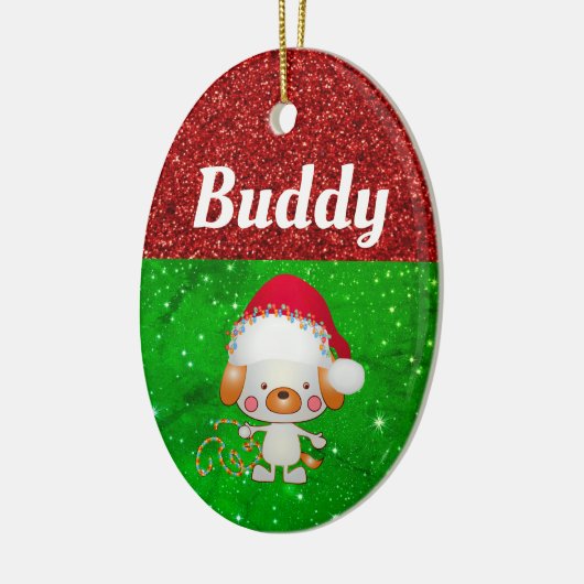 Cute Cartoon Dog Pet Name Kerstmis Keramisch Ornament (Links)