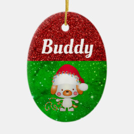 Cute Cartoon Dog Pet Name Kerstmis Keramisch Ornament