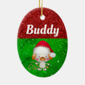 Cute Cartoon Dog Pet Name Kerstmis Keramisch Ornament (Achterkant)