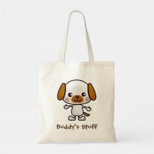 Cute Cartoon Dog Pet of Child Name Tote Bag