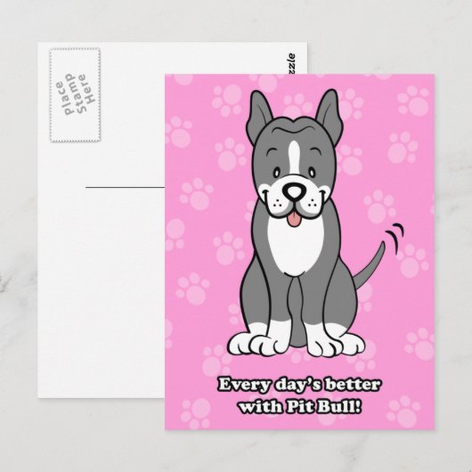 Cute Cartoon Dog Pitbull Briefkaart (Voorkant / Achterkant)