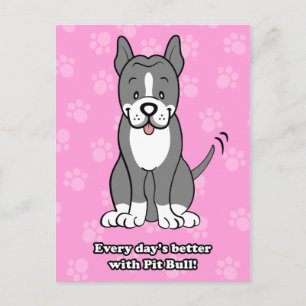 Cute Cartoon Dog Pitbull Briefkaart