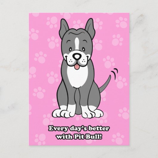 Cute Cartoon Dog Pitbull Briefkaart (Voorkant)