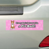 Cute Cartoon Dog Pitbull Bumpersticker (Op auto)
