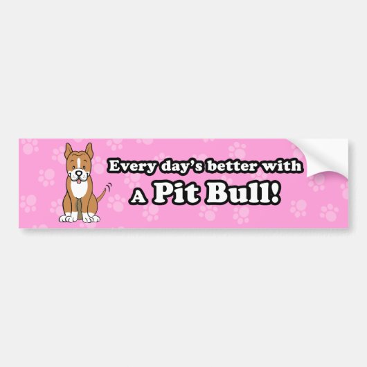 Cute Cartoon Dog Pitbull Bumpersticker (Voorkant)