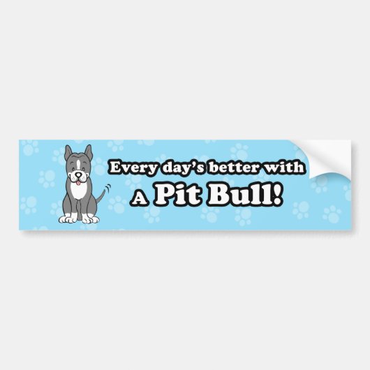 Cute Cartoon Dog Pitbull Bumpersticker (Voorkant)