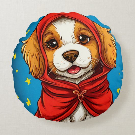 Cute cartoon dog rond kussen (Voorkant)