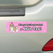 Cute Cartoon Dog Shih Tzu Bumpersticker (Op auto)
