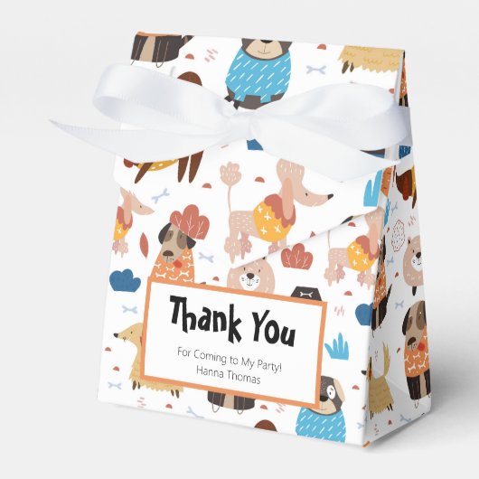 Cute Cartoon Dog Theme Birthday Party Bedankdoosjes (Voorkant Zijde)