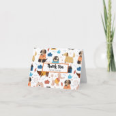Cute Cartoon Dog Theme Birthday Party Bedankkaart (Voorkant)