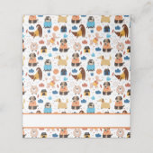 Cute Cartoon Dog Theme Birthday Party Plaatskaartje (Buitenkant ongevouwen)