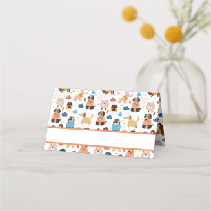 Cute Cartoon Dog Theme Birthday Party Plaatskaartje
