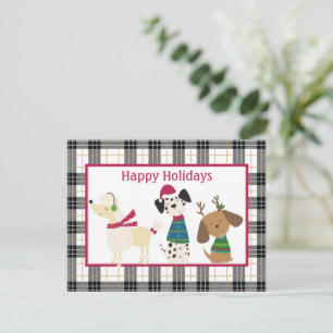 Cute Cartoon Dog Trio Holiday Briefkaart