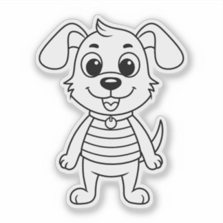 Cute Cartoon Dog with Floppy Ears Custom Die Cut Sticker