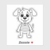 Cute Cartoon Dog with Floppy Ears Custom Die Cut Sticker (Vel)