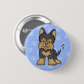 Cute Cartoon Dog Yorkie Button (Voorkant /achterkant)