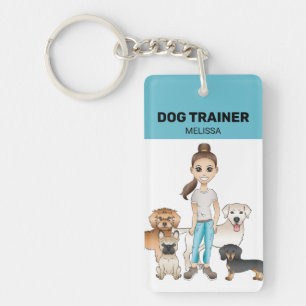 Cute Cartoon Dogs and a Cartoon Girl - Dog Trainer Sleutelhanger