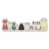 cute cartoon dogs and cats in a row sticker (Voorkant)