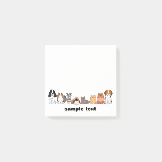 cute cartoon dogs and cats post it post-it® notes (Voorkant)