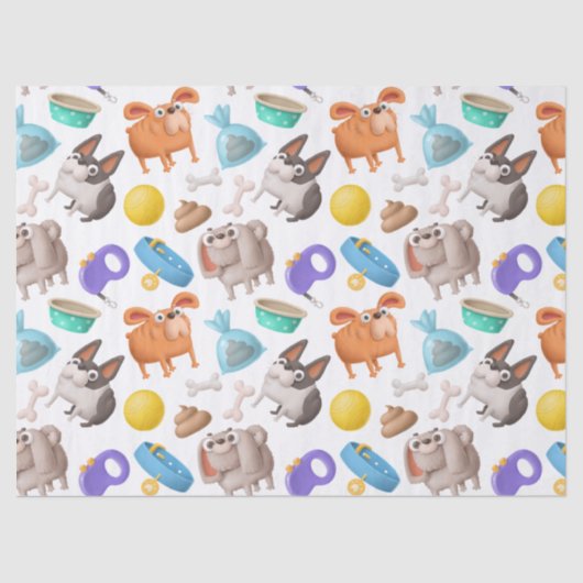 Cute Cartoon Dogs Bowls en Botten ontkoppelen Tissuepapier (Voorkant)