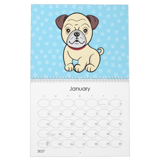 Cute Cartoon Dogs Calendar Kalender (Jan 2027)