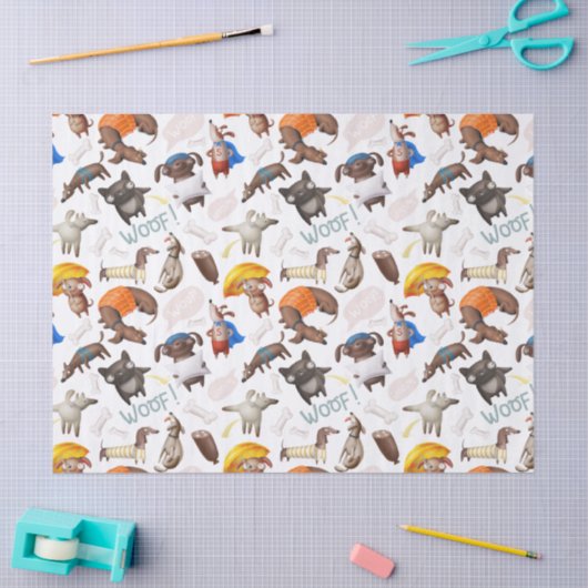 Cute Cartoon Dogs Decoupage Tissuepapier (Craft)