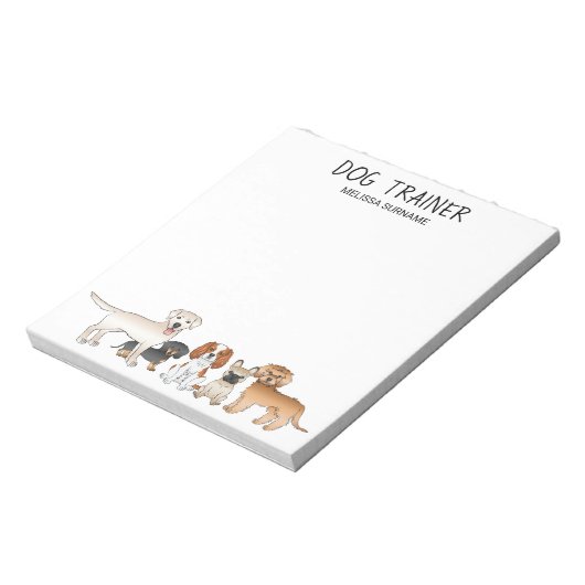 Cute Cartoon Dogs Illustratie - Dog Trainer Notitieblok (Linkerzijde)