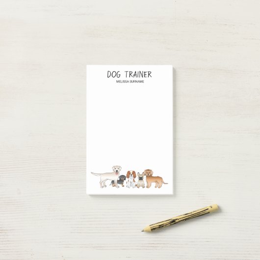 Cute Cartoon Dogs Illustratie - Dog Trainer Post-it® Notes (Op bureau)