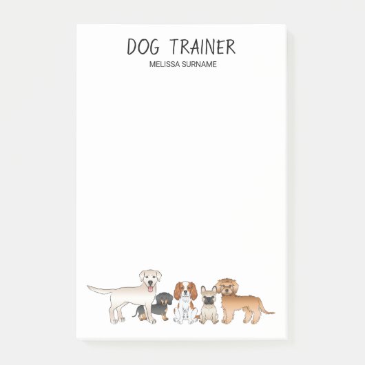Cute Cartoon Dogs Illustratie - Dog Trainer Post-it® Notes (Voorkant)