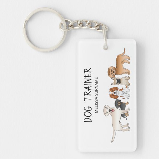 Cute Cartoon Dogs Illustratie - Dog Trainer Sleutelhanger (Voorkant)