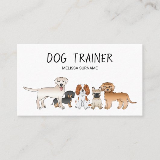Cute Cartoon Dogs Illustratie - Dog Trainer Visitekaartje (Voorkant)