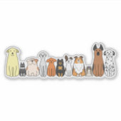 cute cartoon dogs in a row sticker (Voorkant)