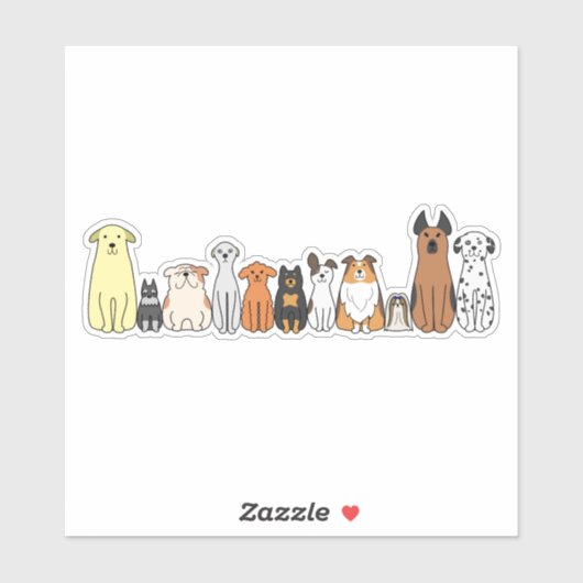 cute cartoon dogs in a row sticker (Vel)